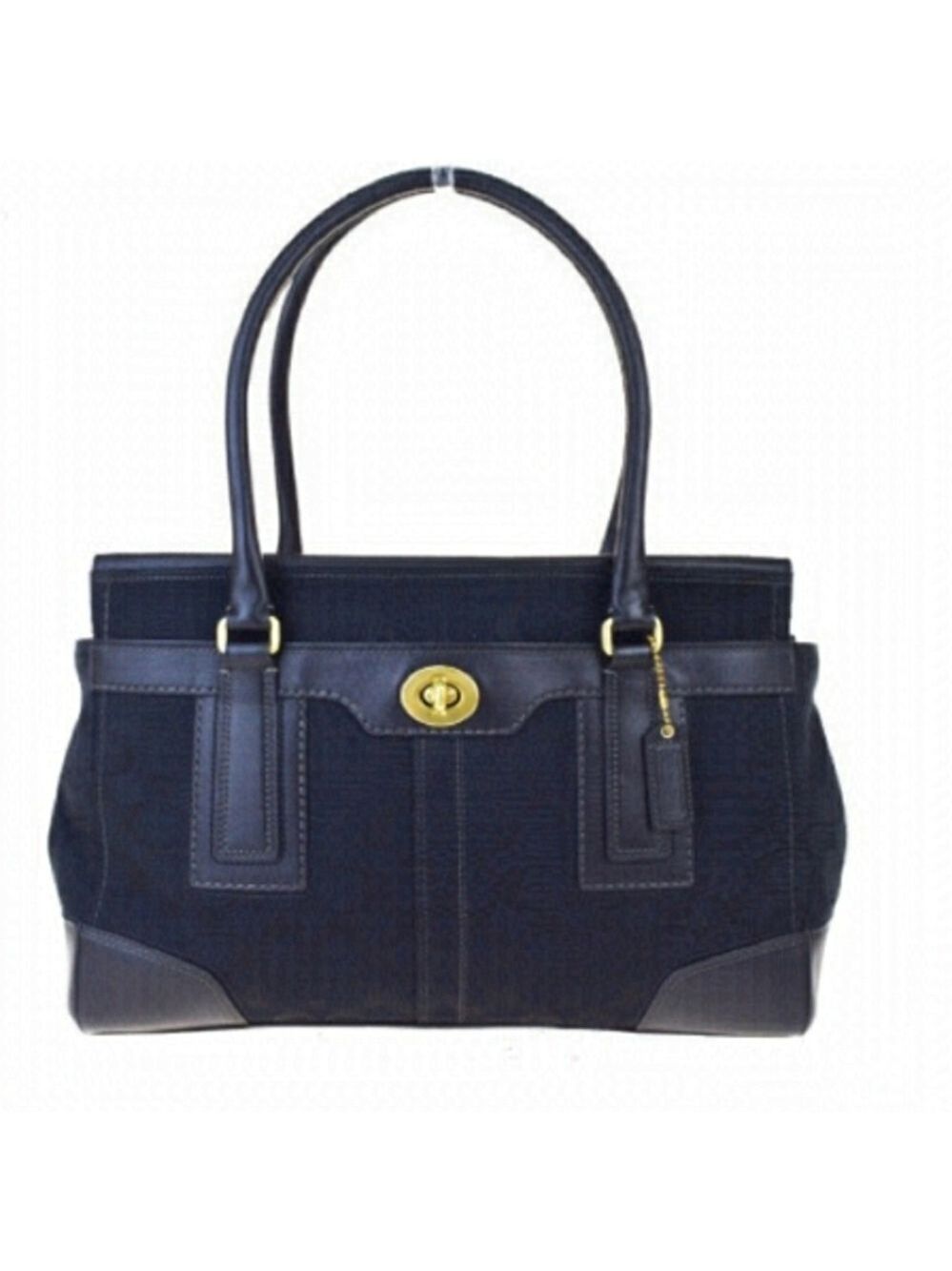 COACH 11063 Hampton Signature Black Canvas Carryall Tote